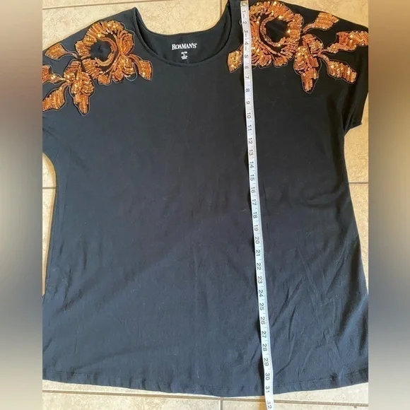 Roamans Sequined Shoulder Shirt Size 18/20 - Picture 5 of 6